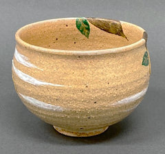 灰釉　柚子図　塩笥形茶碗