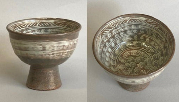 花三島　刷毛目　馬上杯茶碗