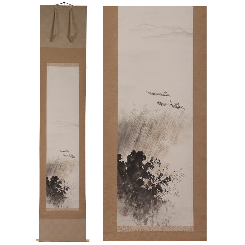 竪物「秋江漁艇」