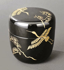 猶有斎好写　松鶴蒔絵　黒大棗